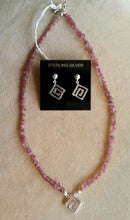 Pink Tourmaline with Greek Focal Necklace and Earring Set